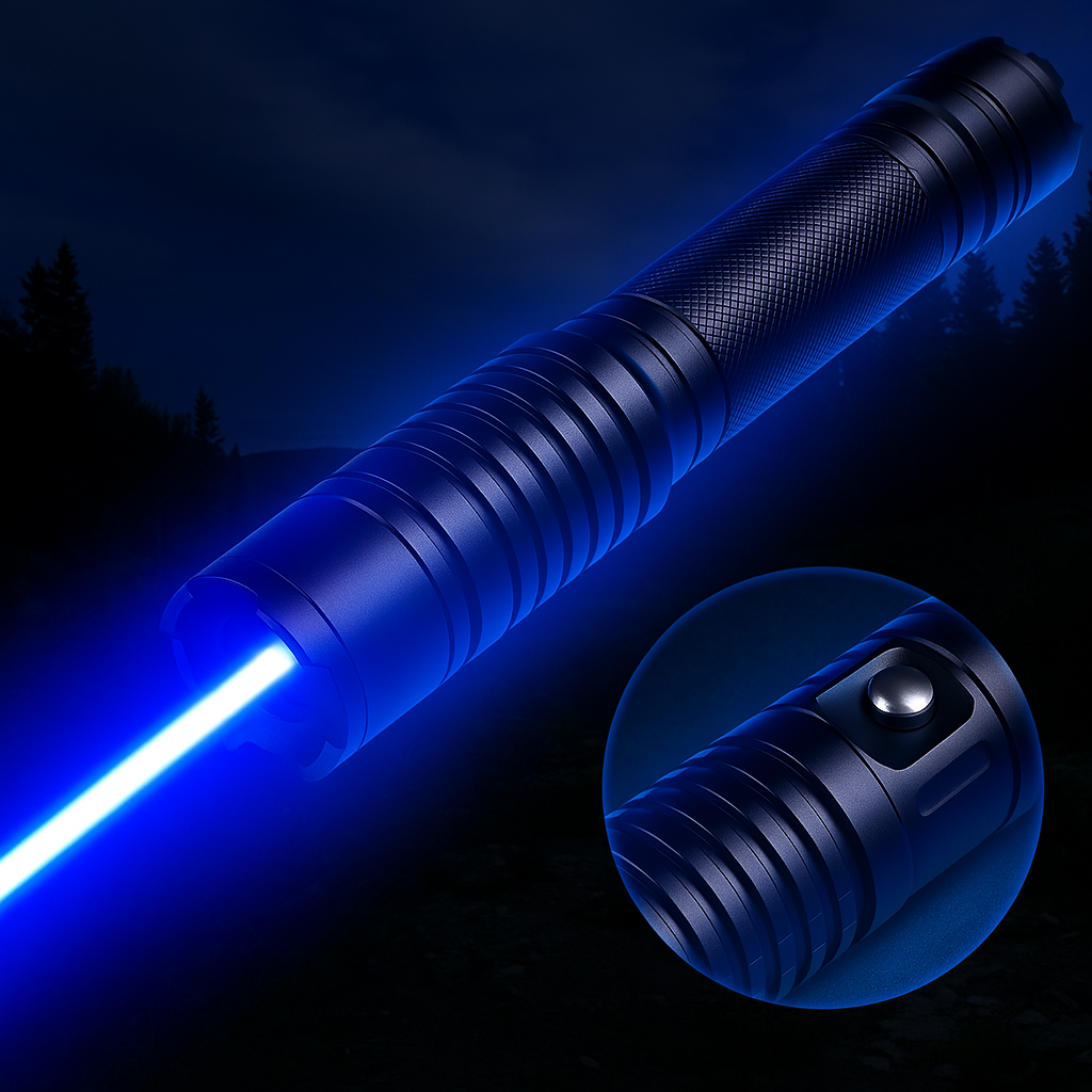 Kalsten | Blue Beam Laser Torch | 450nm High-Intensity Optical Output | Tactical 5000m+ Range | Adjustable Focus Aluminum Chassis | Thermal Ignition Capable Flashlight