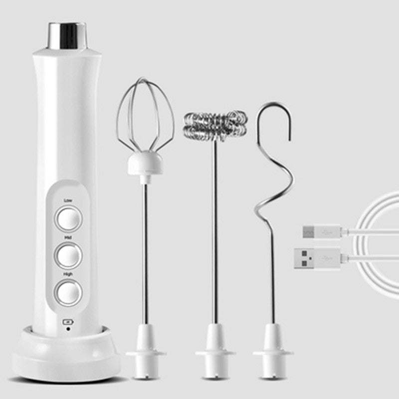 Kalsten | Rechargeable Handheld Milk Frother, with 3 Speed & 3 Interchangeable Heads for Latte, Bulletproof Coffee, Protein Shake & More