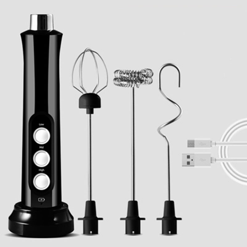 Kalsten | Rechargeable Handheld Milk Frother, with 3 Speed & 3 Interchangeable Heads for Latte, Bulletproof Coffee, Protein Shake & More