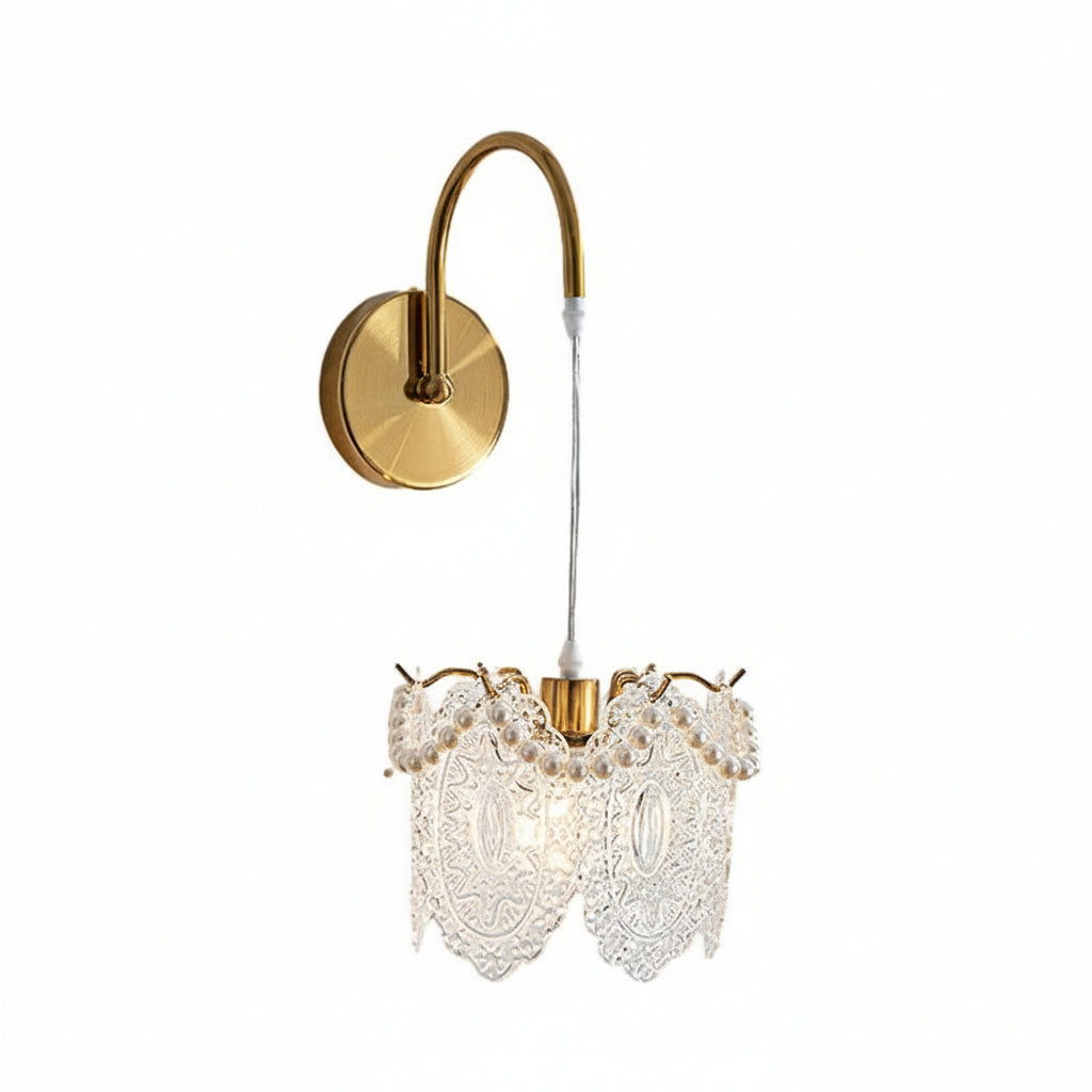 LED Wall Sconce Light – Nordic Glass Feather Leaf Art Deco (20x20cm / 7.9x7.9in) | Kalsten