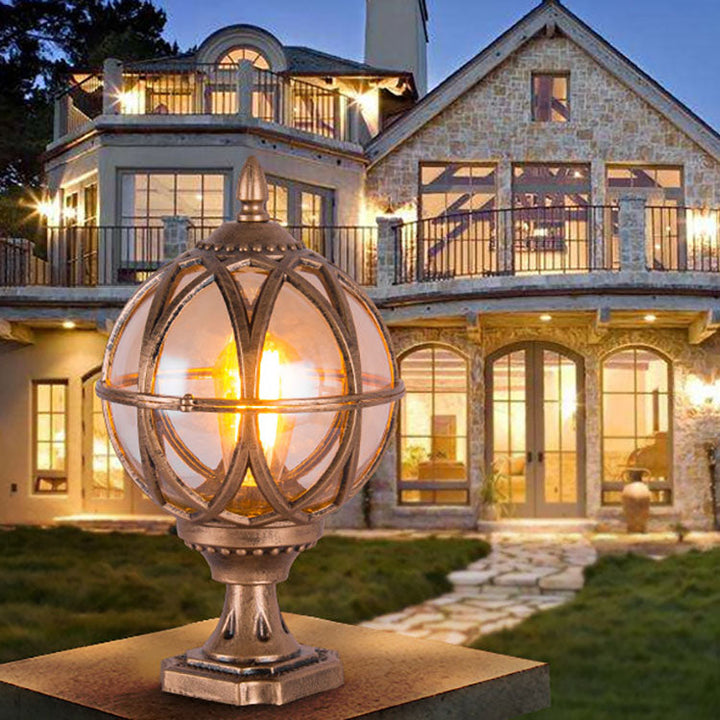 Traditional Colonial Globe Glass Aluminum 1-Light Outdoor Light For Garden | Kalsten