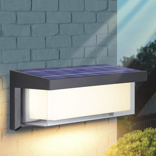 Modern Minimalist Solar Rectangle PC LED Outdoor Wall Sconce Lamp For Outdoor Patio | Kalsten