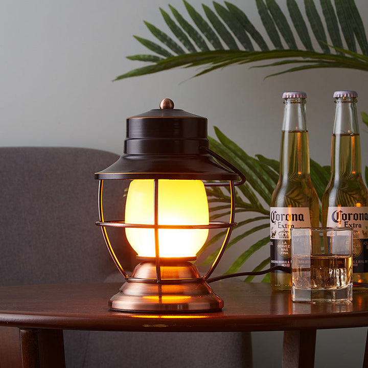 Traditional Farmhouse Waterproof Rechargeable Iron Acrylic Cylinder LED Table Lamp For Entertainment Room | Kalsten