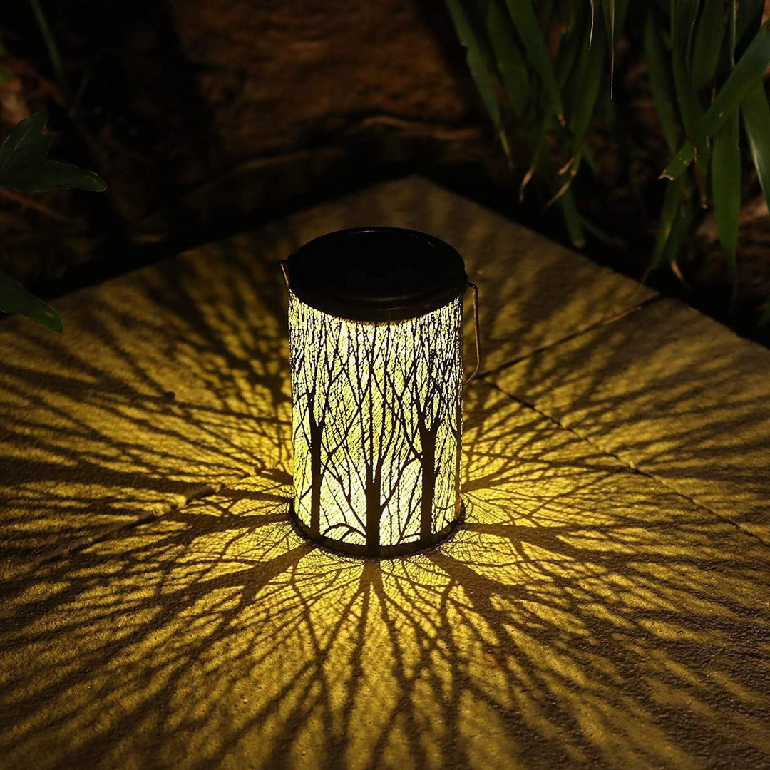 Modern Art Deco Solar Cylinder Skeleton Lantern Iron LED Outdoor Landscape Light For Garden | Kalsten