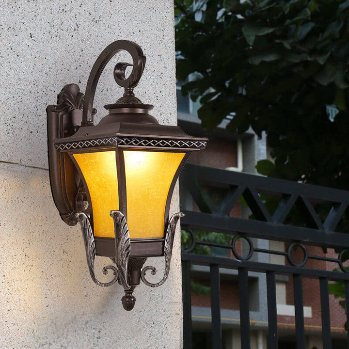 European Vintage Outdoor Square Cage Aluminum Glass 1-Light Wall Sconce Lamp | Kalsten