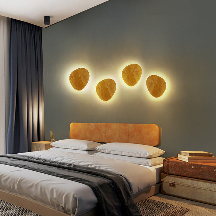 Minimalist Oval Wood LED Wall Lamp – Living Room