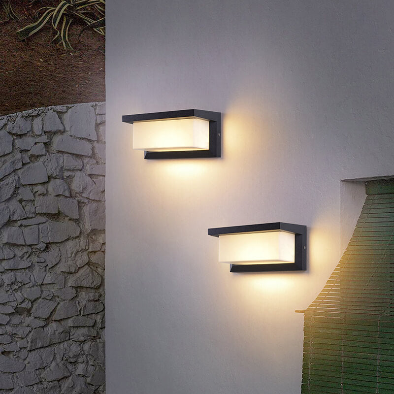 Modern Minimalist Solar Rectangle PC LED Outdoor Wall Sconce Lamp For Outdoor Patio | Kalsten