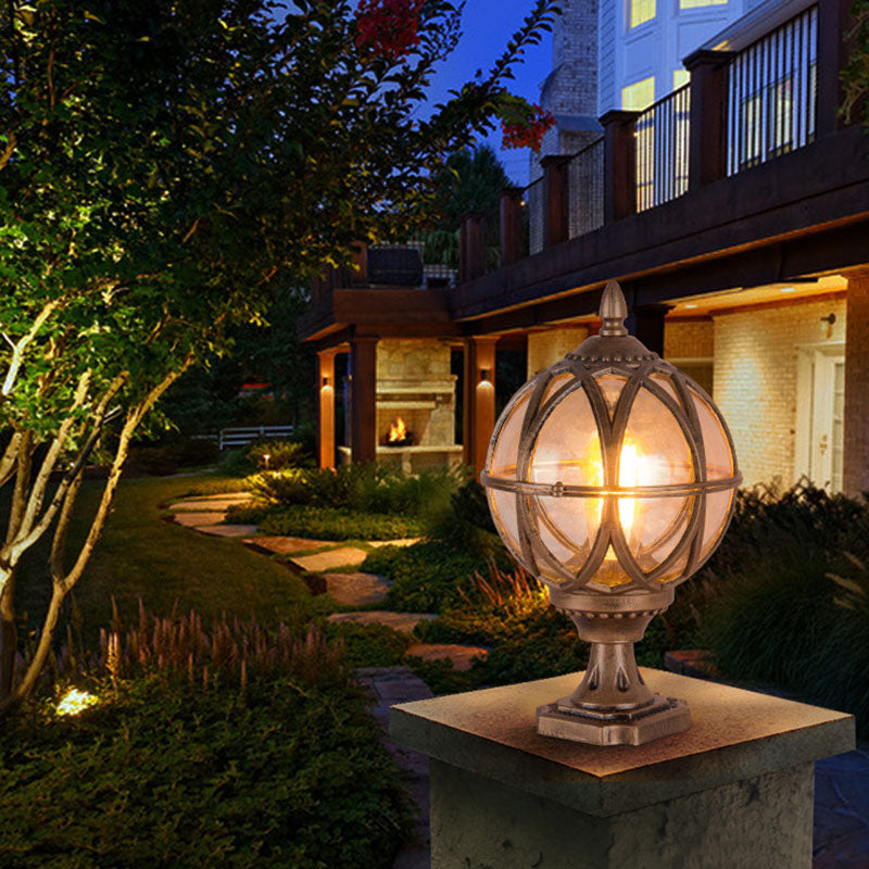 Traditional Colonial Globe Glass Aluminum 1-Light Outdoor Light For Garden | Kalsten