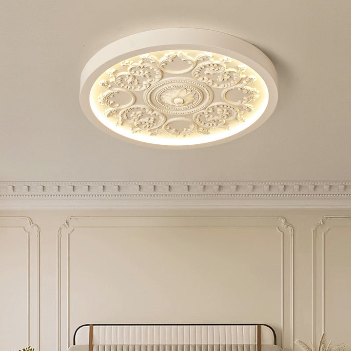 Flush Mount Ceiling Light Iron Acrylic 12.99 in White Living Room Bedroom Minimalist Built-in LED Dimmable Lighting | Kalsten