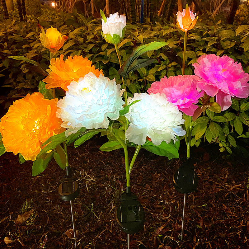 Contemporary Creative Solar Peony Flower LED Waterproof Lawn Landscape Insert Light For Outdoor Patio | Kalsten