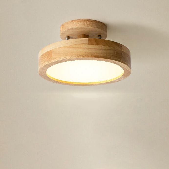 Ceiling Light Wood Acrylic 11.8 in LED Semi Flush Bedroom Hallway Modern Low Profile Fixture | Kalsten