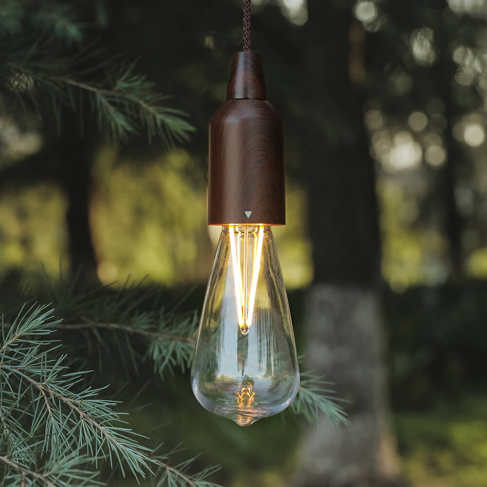 Retro Portable Waterproof Wood Round Cone Battery USB 1-Light Camping Outdoor Light | Kalsten