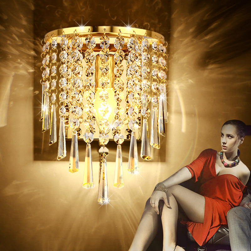 Luxury Octagonal Pearl Crystal Wall Lamp – Living Room