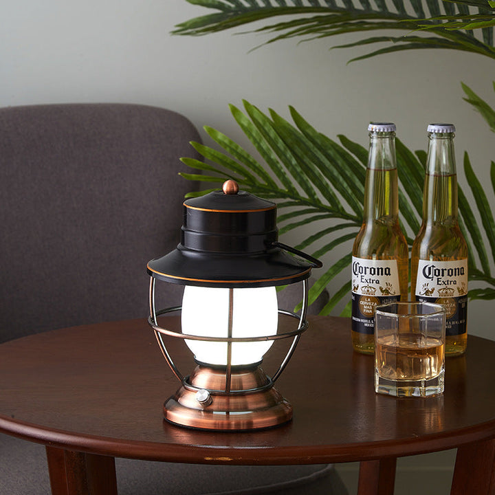Traditional Farmhouse Waterproof Rechargeable Iron Acrylic Cylinder LED Table Lamp For Entertainment Room | Kalsten