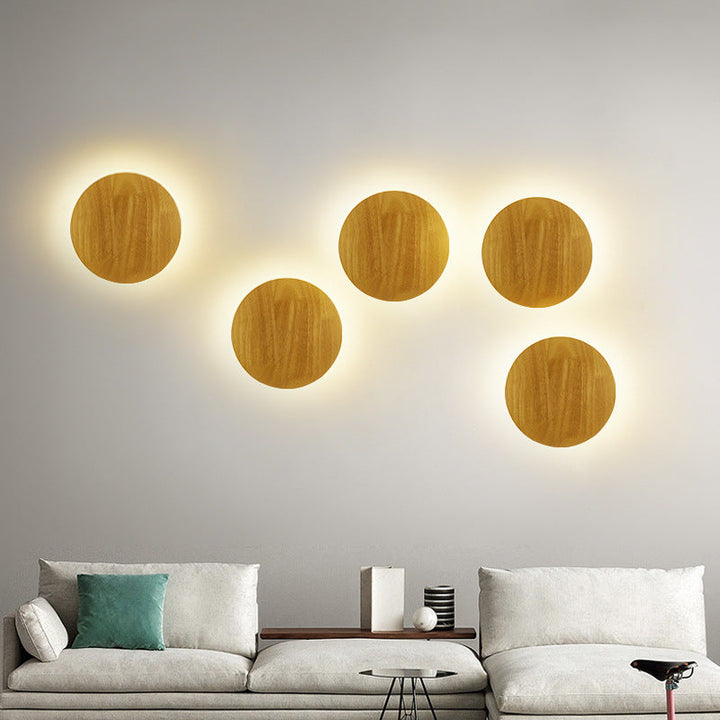 Minimalist Oval Wood LED Wall Lamp – Living Room