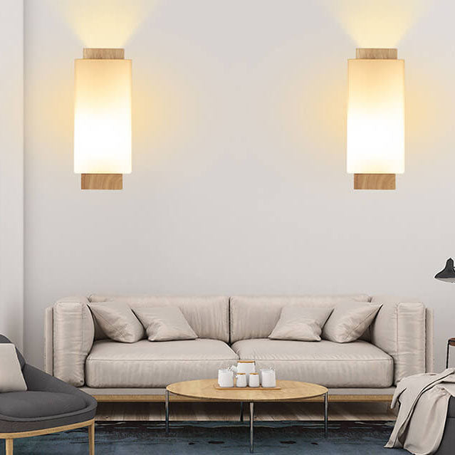 Kalsten | Modern minimalist solid wood square glass column 1-light wall sconces lamp