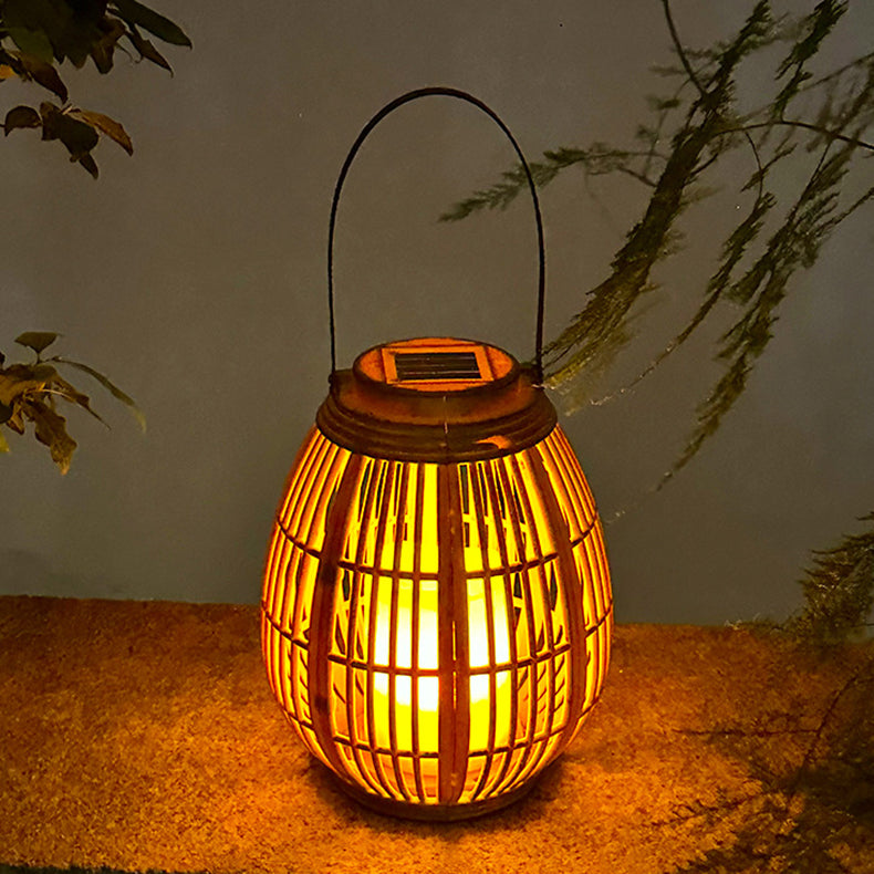 Modern Art Deco Solar Round Lantern Rattan LED Outdoor Landscape Light For Garden | Kalsten