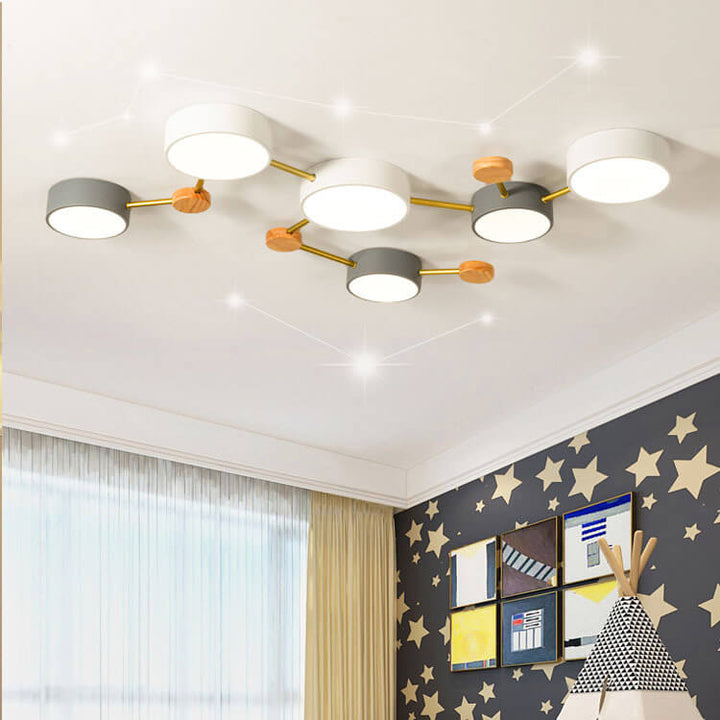 Flush Mount Ceiling Light Iron Solid Wood Acrylic 36W 23.6 in Gray Modern Hallway Living Room Bedroom Lighting | Kalsten