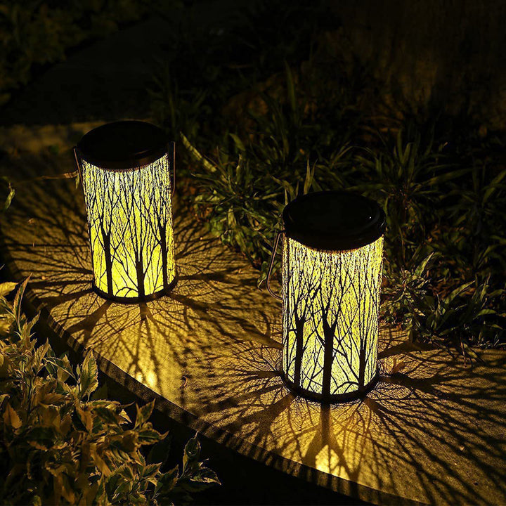 Modern Art Deco Solar Cylinder Skeleton Lantern Iron LED Outdoor Landscape Light For Garden | Kalsten