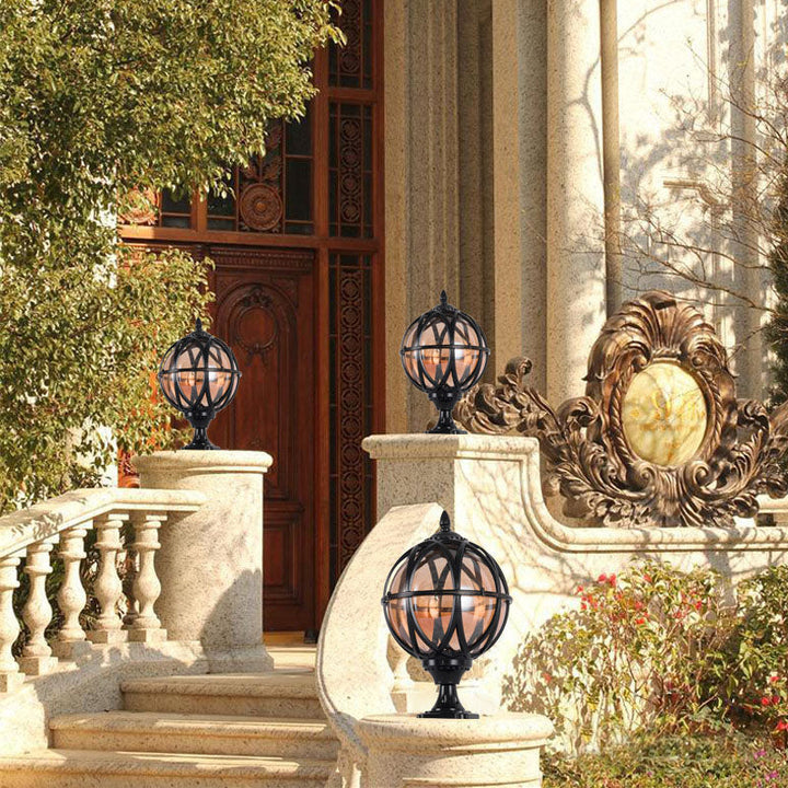 Traditional Colonial Globe Glass Aluminum 1-Light Outdoor Light For Garden | Kalsten