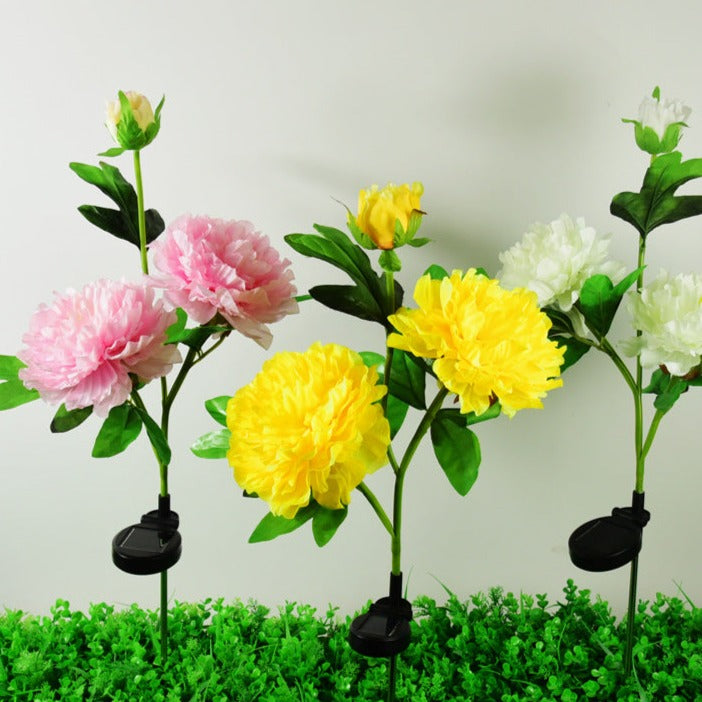 Contemporary Creative Solar Peony Flower LED Waterproof Lawn Landscape Insert Light For Outdoor Patio | Kalsten