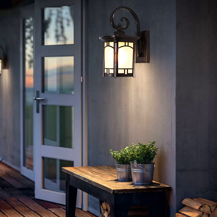 Modern Square Aluminum Glass Carved 1-Light Outdoor Waterproof Wall Sconce Lamp | Kalsten