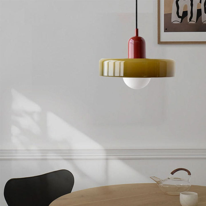 Bauhaus Coloured Glass Pendant Lamp