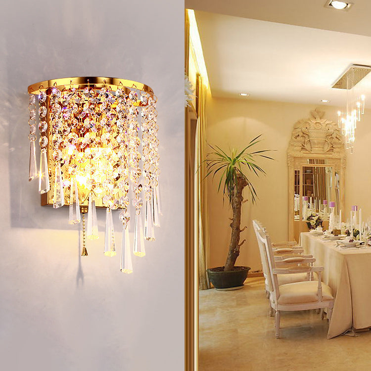 Luxury Octagonal Pearl Crystal Wall Lamp – Living Room