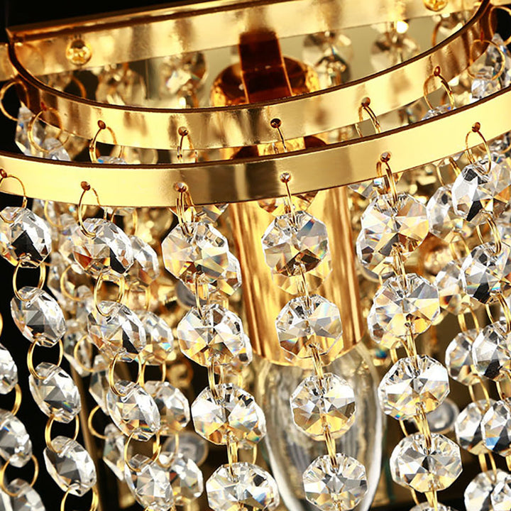 Luxury Octagonal Pearl Crystal Wall Lamp – Living Room