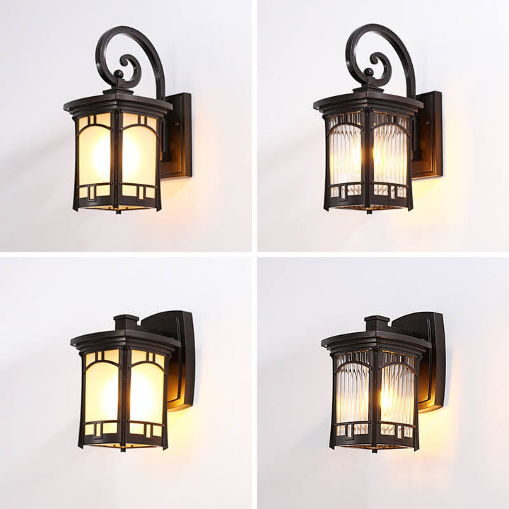 Modern Square Aluminum Glass Carved 1-Light Outdoor Waterproof Wall Sconce Lamp | Kalsten