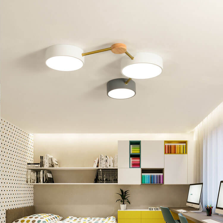 Flush Mount Ceiling Light Iron Solid Wood Acrylic 36W 23.6 in Gray Modern Hallway Living Room Bedroom Lighting | Kalsten