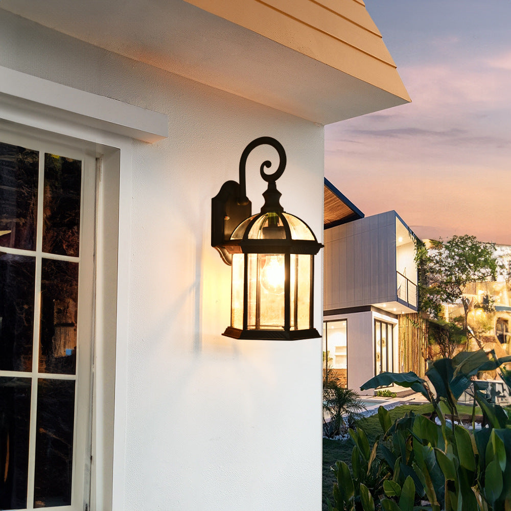 Traditional Vintage Hexagonal Castle Aluminum Glass 1-Light Outdoor Wall Sconce Lamp For Garden | Kalsten