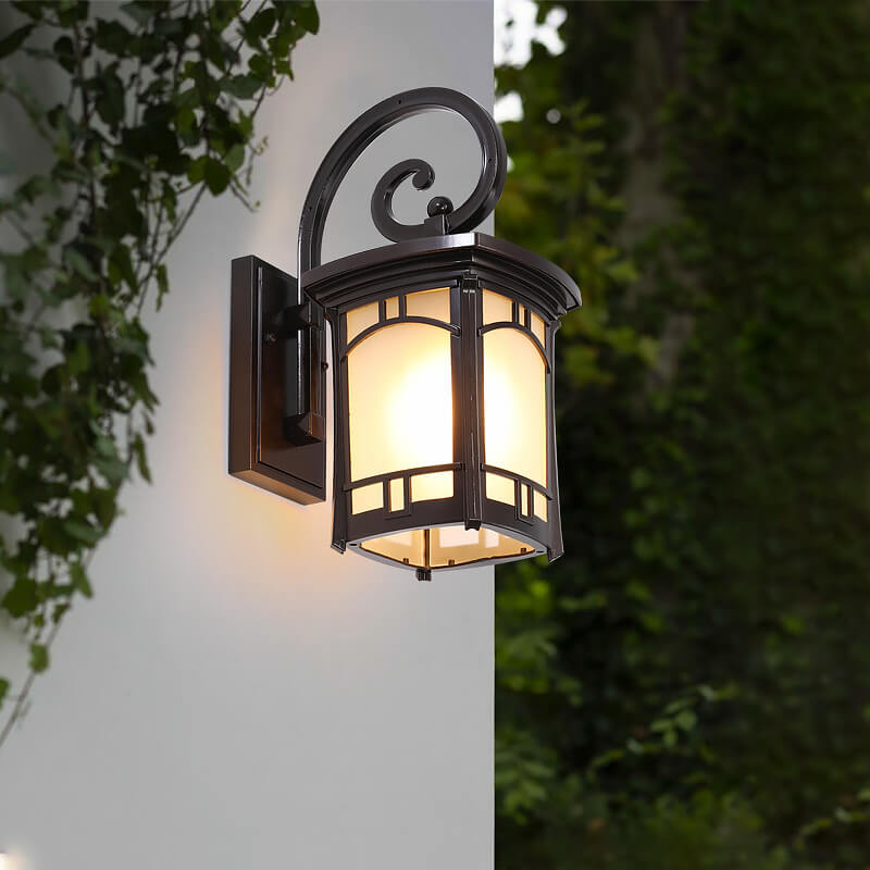 Modern Square Aluminum Glass Carved 1-Light Outdoor Waterproof Wall Sconce Lamp | Kalsten