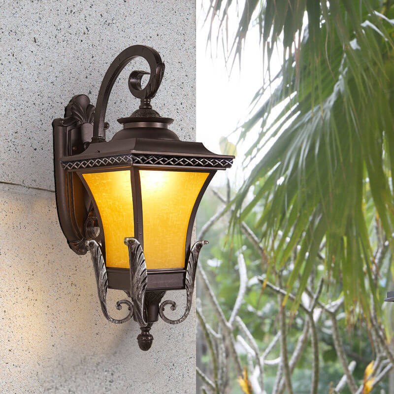 European Vintage Outdoor Square Cage Aluminum Glass 1-Light Wall Sconce Lamp | Kalsten