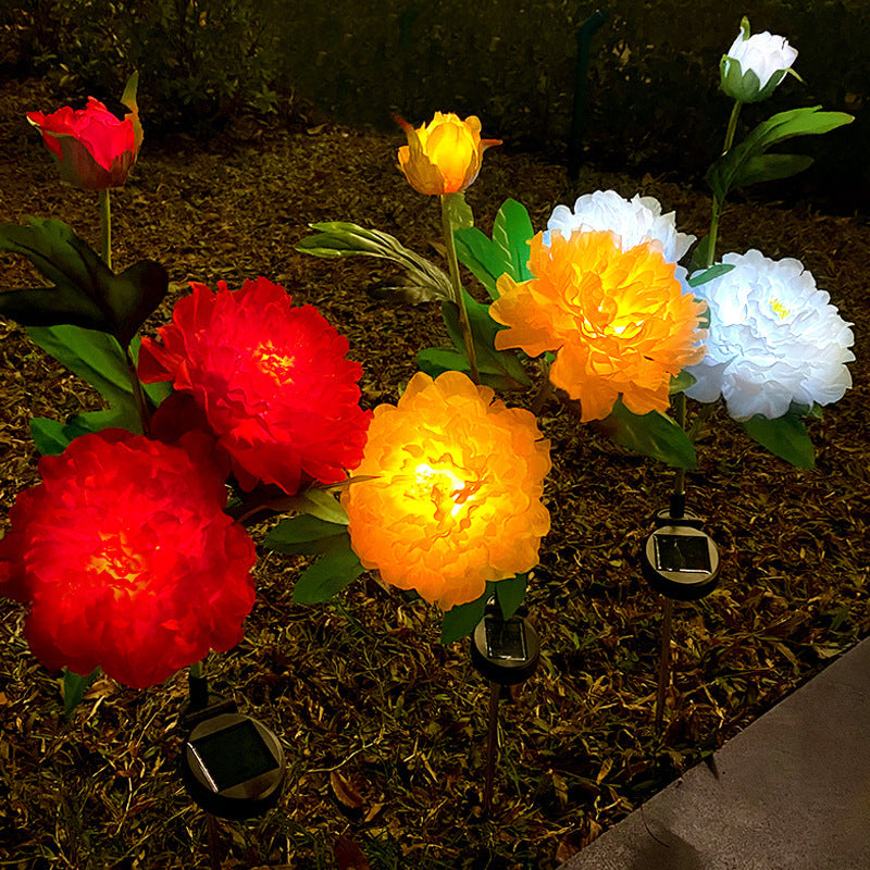 Contemporary Creative Solar Peony Flower LED Waterproof Lawn Landscape Insert Light For Outdoor Patio | Kalsten