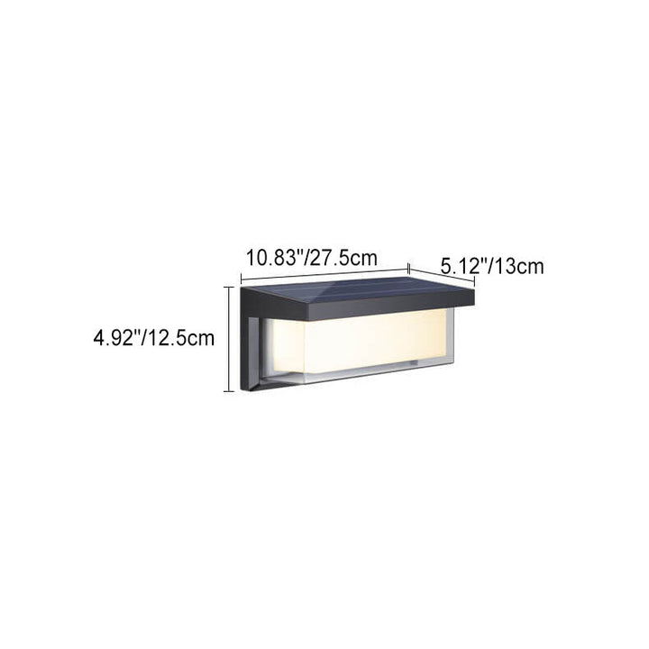 Modern Minimalist Solar Rectangle PC LED Outdoor Wall Sconce Lamp For Outdoor Patio | Kalsten