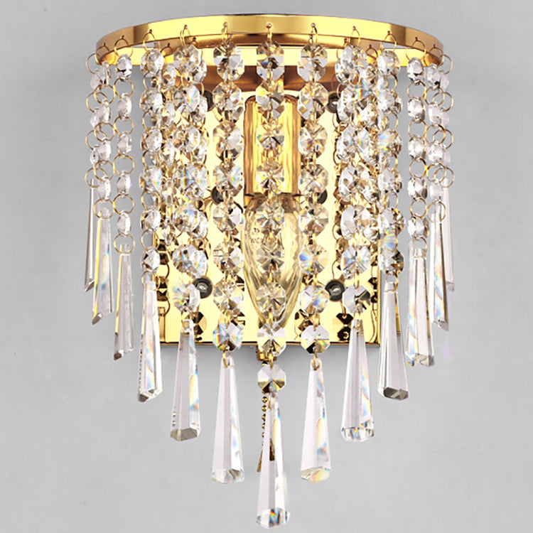 Luxury Octagonal Pearl Crystal Wall Lamp – Living Room
