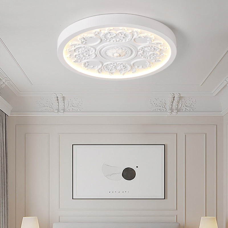 Flush Mount Ceiling Light Iron Acrylic 12.99 in White Living Room Bedroom Minimalist Built-in LED Dimmable Lighting | Kalsten