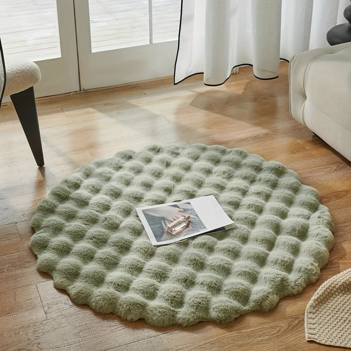 Round fluffy rug for stylish rooms – Soft rug for living room & bedroom | Kalsten