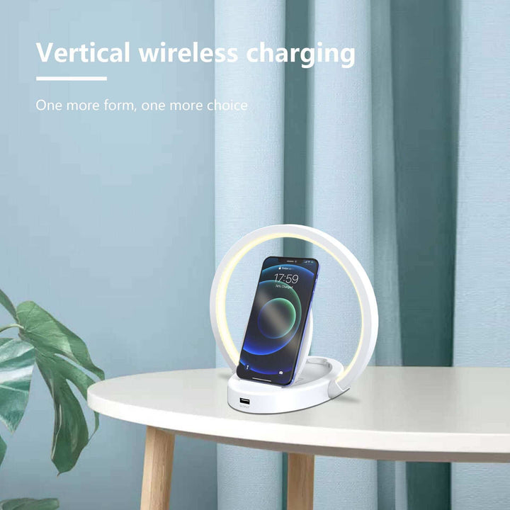 Night Lights Lamp Bluetooth Speaker Table Light With 10W Wireless Charger USB Port Phone Holder With Dynamic Color | Kalsten