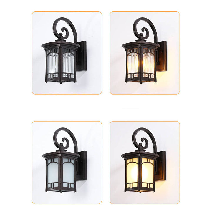 Modern Square Aluminum Glass Carved 1-Light Outdoor Waterproof Wall Sconce Lamp | Kalsten