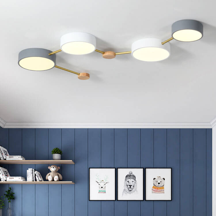Flush Mount Ceiling Light Iron Solid Wood Acrylic 36W 23.6 in Gray Modern Hallway Living Room Bedroom Lighting | Kalsten