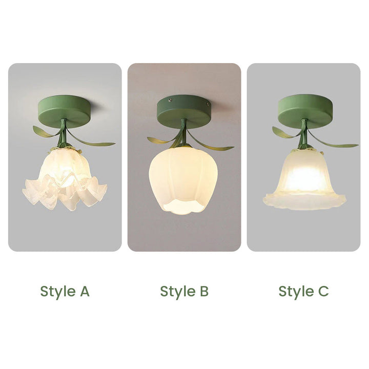 Kalsten | Ceiling Light with Floral Glass Shade Design