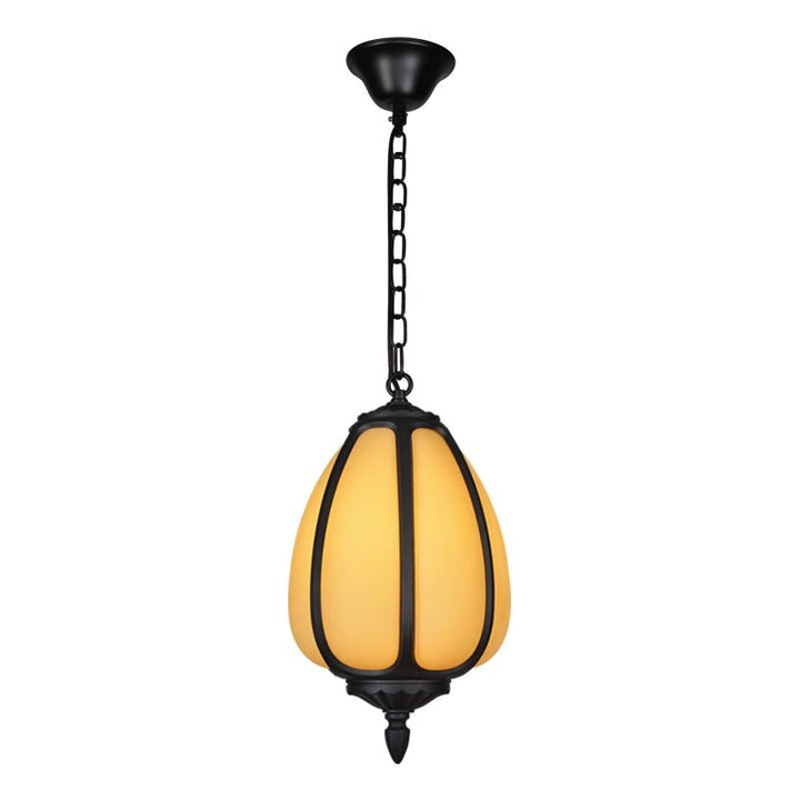 Traditional Chinese Waterproof Aluminum PC Dolomite Elliptical Pumpkin 1-Light Pendant Light For Ourdoor Patio | Kalsten