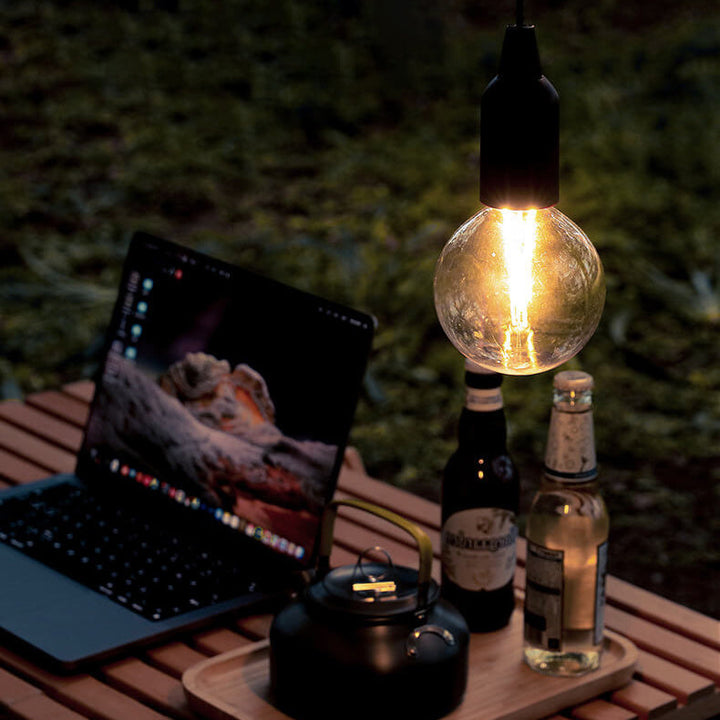 Retro Portable Waterproof Wood Round Cone Battery USB 1-Light Camping Outdoor Light | Kalsten