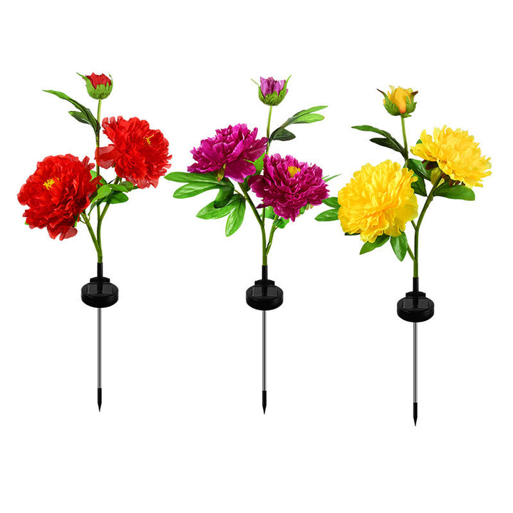 Contemporary Creative Solar Peony Flower LED Waterproof Lawn Landscape Insert Light For Outdoor Patio | Kalsten