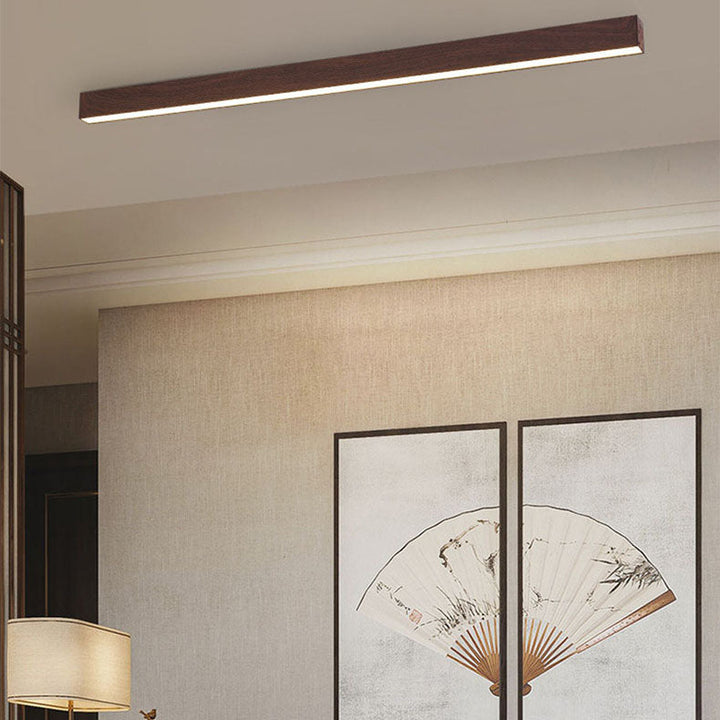 Flush Mount Ceiling Light Aluminum 23.6 in 12W Walnut Living Room Bedroom LED Modern Lighting Fixture | Kalsten