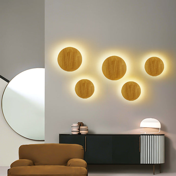 Minimalist Oval Wood LED Wall Lamp – Living Room