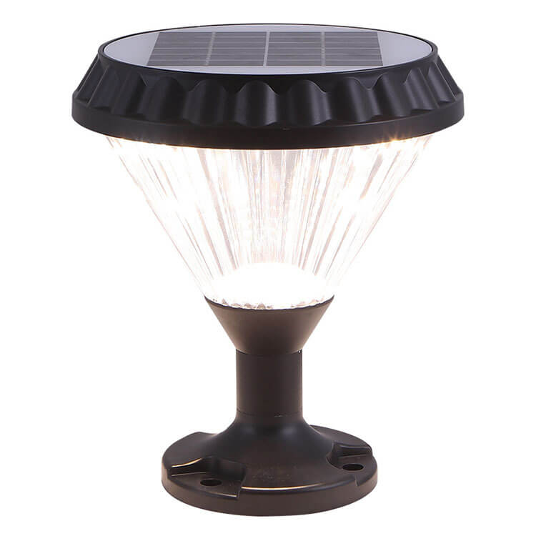 Modern Black Solar Die-Cast Aluminum Glass Outdoor Patio Waterproof Column Head Light | Kalsten