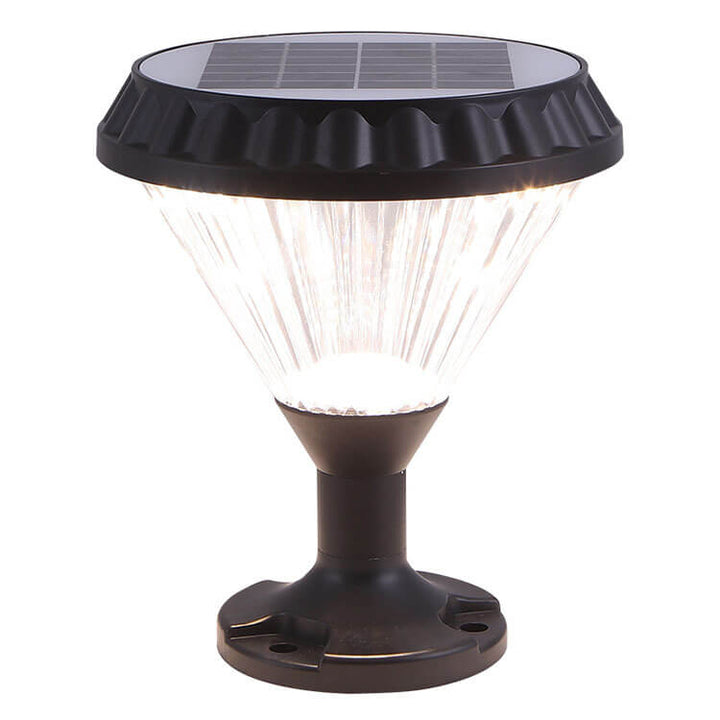 Modern Black Solar Die-Cast Aluminum Glass Outdoor Patio Waterproof Column Head Light | Kalsten